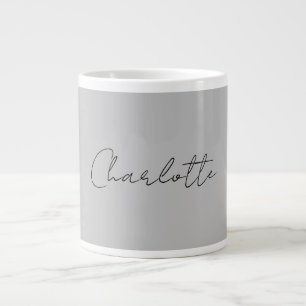 Grande Tasse Nom de script manuscrit minimaliste Gris