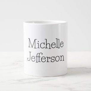 Grande Tasse Nom de script noir et blanc tendance Chic