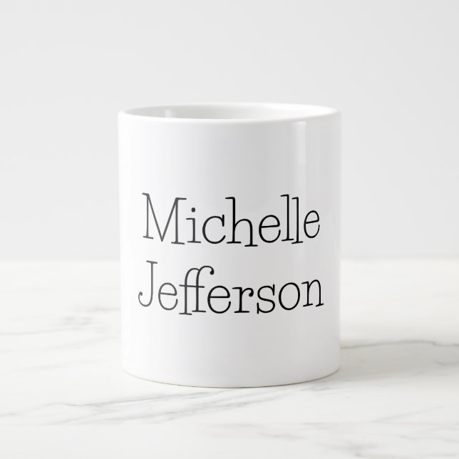 Grande Tasse Nom de script noir et blanc tendance Chic (Devant)