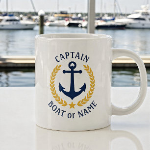 Grande Tasse Nom du bateau capitaine Ancre Gold Style Laurel St