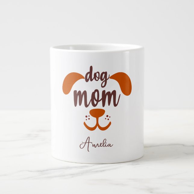 Grande Tasse Nom du script de maman chien drôle personnalisé (Devant)