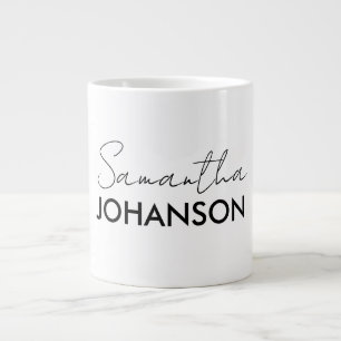 Grande Tasse Nom du script monogramme   Minimaliste moderne Fem