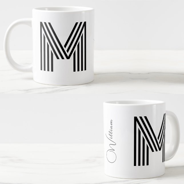 Grande Tasse Nom et Monogramme JumboCup | initial personnalisé (large coffee mug)