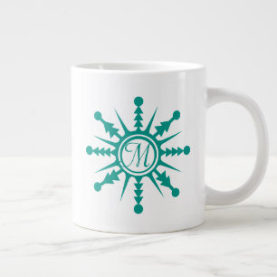 Grande Tasse Nom initial géométrique des flocons de neige