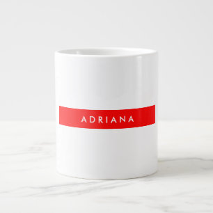 Grande Tasse Nom minimaliste professionnel blanc rouge clair