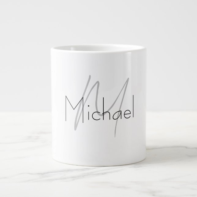 Grande Tasse Nom moderne minimaliste monogramme (Devant)