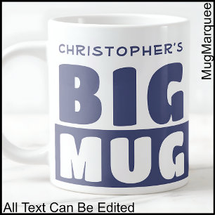 Grande Tasse Nom personnalisé amusant Texte Deux tons Bleu Gros