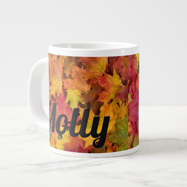 Grande Tasse Nom Personnalisé Automne Automne Feuilles Café Thé (Devant gauche)