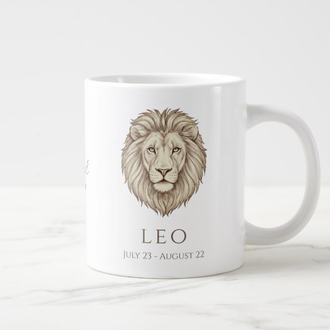 Grande Tasse Nom personnalisé & date de naissance du zodiaque L (Droite)