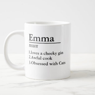 Grande Tasse Nom personnalisé Définition Gray Satin Laser