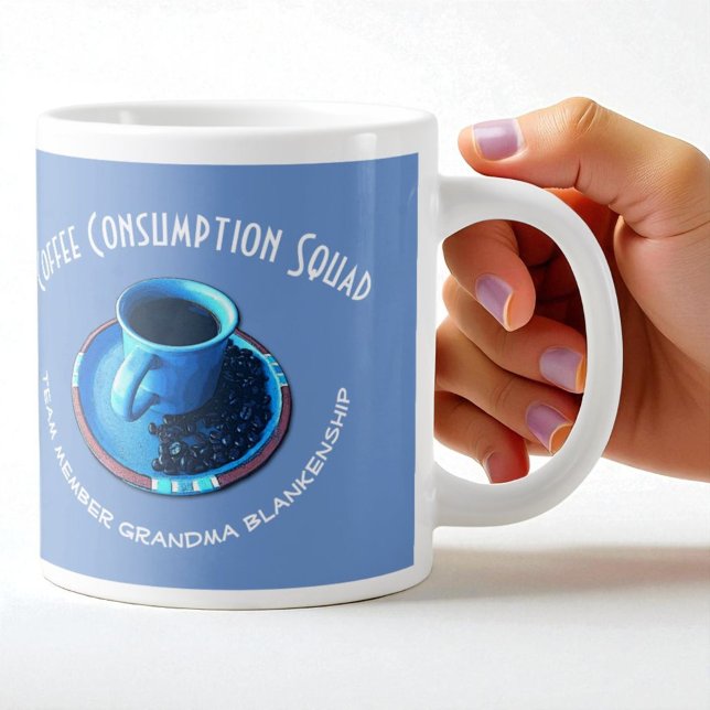 Grande Tasse Nom personnalisé du membre de l'équipe Lover café  (Template jumbo ceramic coffee mug design on both sides of handle.)