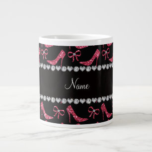 Grande Tasse Nom personnalisé fuchsia parties scintillant rose