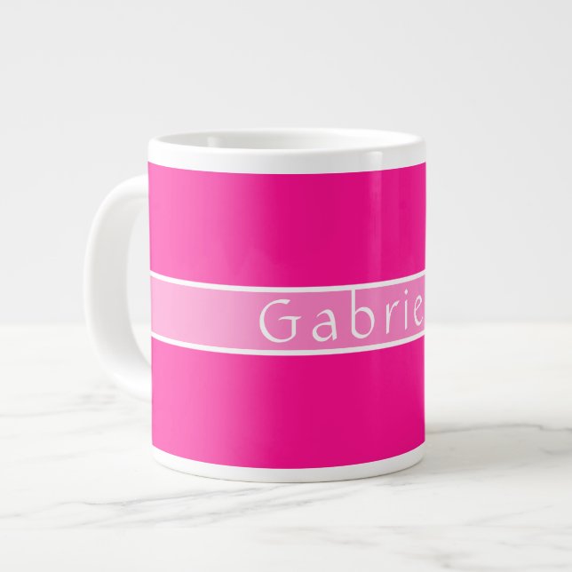 Grande Tasse Nom personnalisé Rose chaud (Devant gauche)