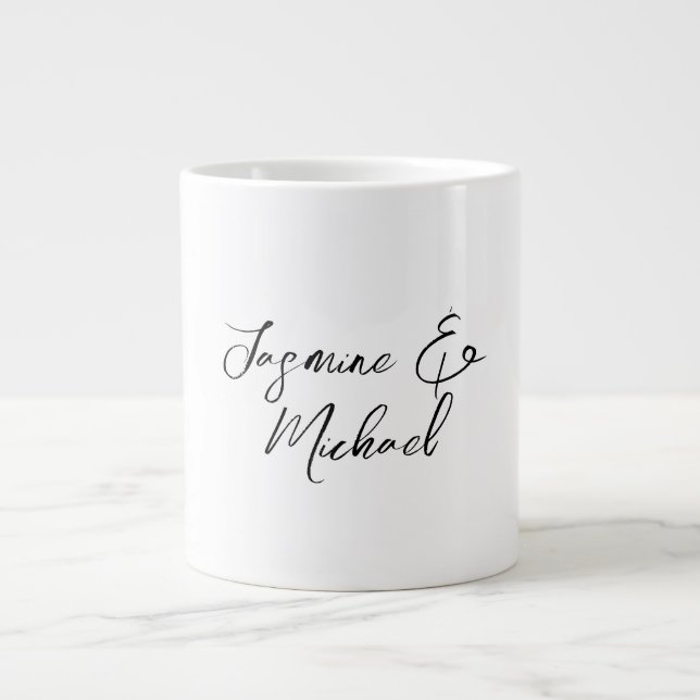 Grande Tasse Noms de calligraphie chic adorables mariages (Devant)