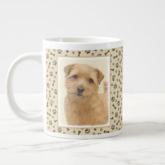 Grande Tasse Norfolk Terrier Peinture - Art Chien original (Gauche)