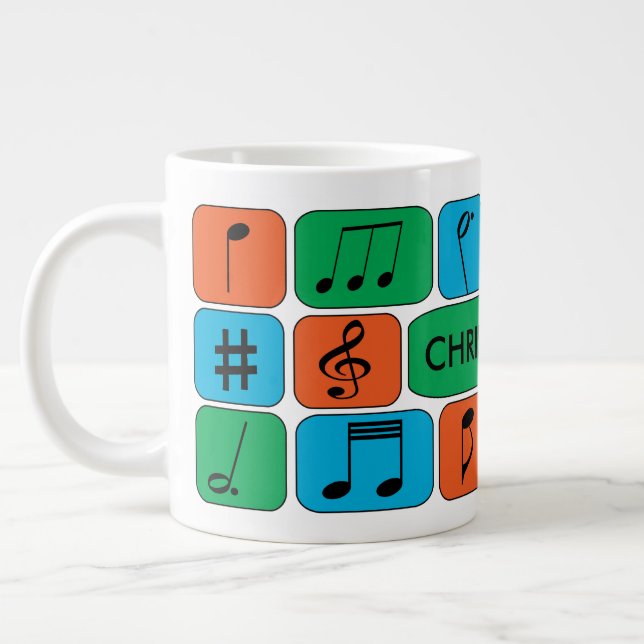 Grande Tasse Notes musicales personnalisées (Gauche)