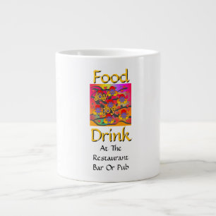 Grande Tasse Nourriture Boisson Au Restaurant Bar Ou Pub Blanc