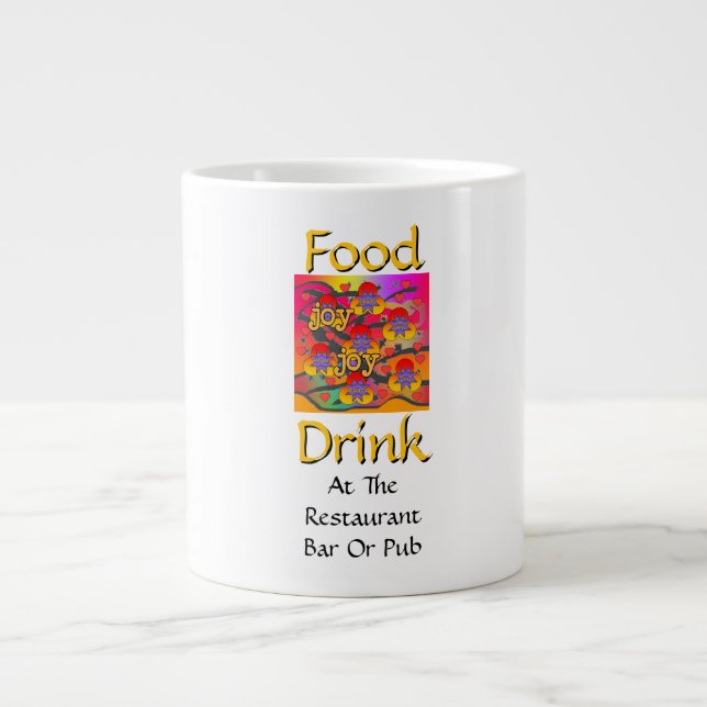 Grande Tasse Nourriture Boisson Au Restaurant Bar Ou Pub Blanc (Devant)