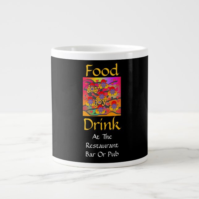 Grande Tasse Nourriture Boisson Au Restaurant Bar Ou Pub Noir (Devant)