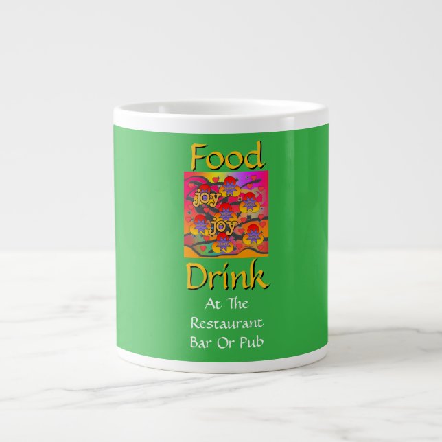 Grande Tasse Nourriture Boisson Au Restaurant Bar Ou Pub Vert (Devant)