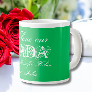 Grande Tasse Nous Aimons Notre Dada Cute Personnalisé Vert & Bl