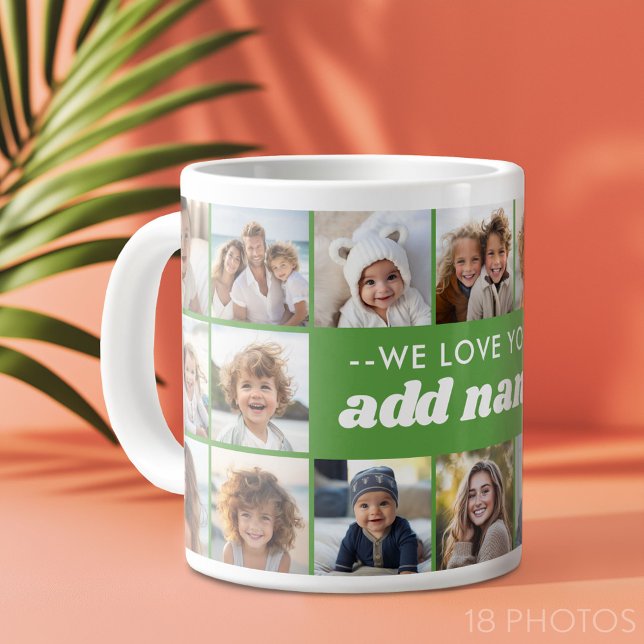 Grande Tasse Nous vous aimons AJOUTER NOM - 18 Photo Collage (Custom Photo Collage Mug)