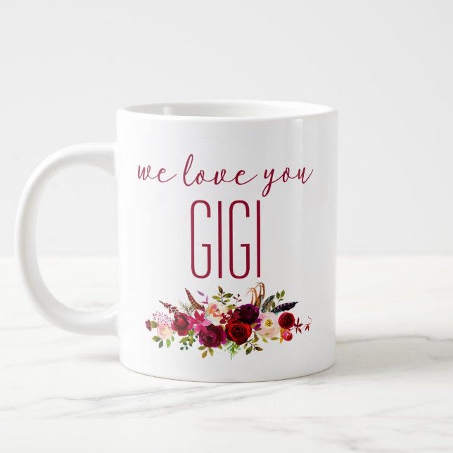 Grande Tasse Nous Vous Aimons Gigi Bourgogne Floral (Gauche)