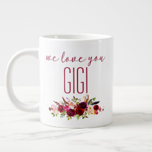Grande Tasse Nous vous aimons Gigi Floral Bourgogne
