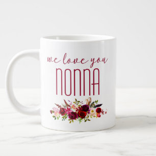 Grande Tasse Nous Vous Aimons Nonna Burgundy Floral