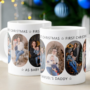 Grande Tasse Nouveau papa premier Noël 6 photo arrondi Lozenge