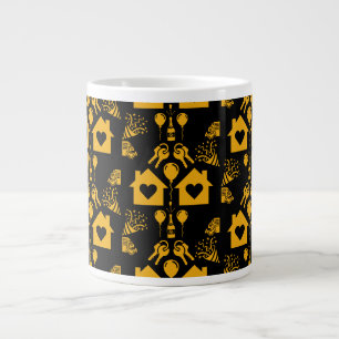 Grande Tasse Nouvelle Maison Chauffe Maison Jaune Sur Noir