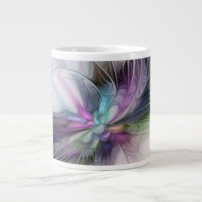 Grande Tasse Nouvelle vie, Colorful Abstrait Fractal Art Imagin (Devant)