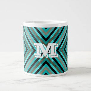 Grande Tasse Nuances modernes de contrôle diagonale vert, Monog