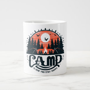 Grande Tasse Nuits De Feu De Campement Au Milieu Des Forêts De