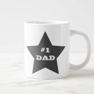 Grande Tasse Numéro Un Papa, #1 Gris Star