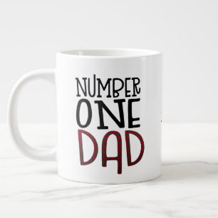 Grande Tasse Numéro Un Papa Black Tartan Typographie Cadeau