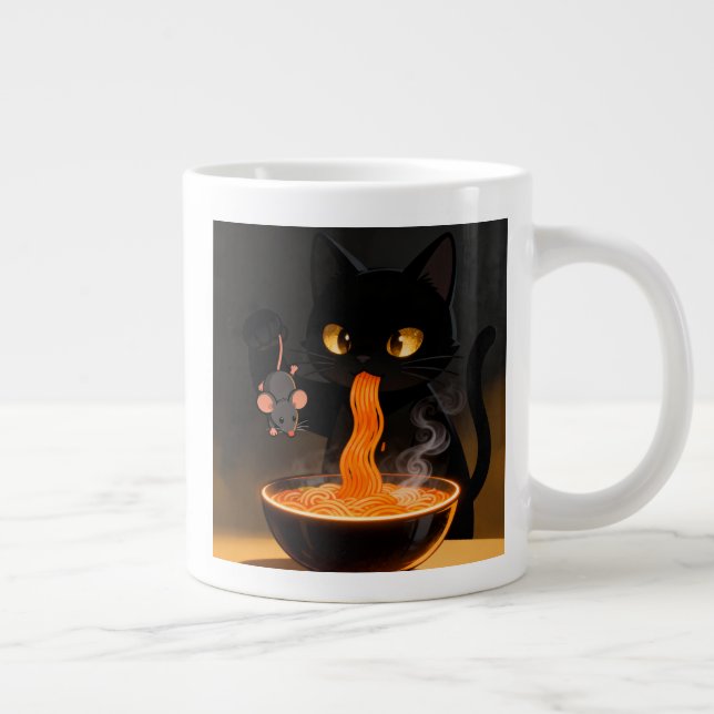 Grande Tasse Obsidian Cat & Daring Mouse – Midnight Ramen Feast (Droite)