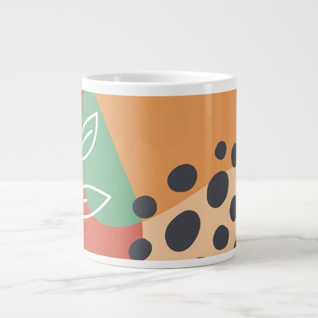 Grande Tasse OEuvre abstraite Boho en terre cuite rouge (Devant)