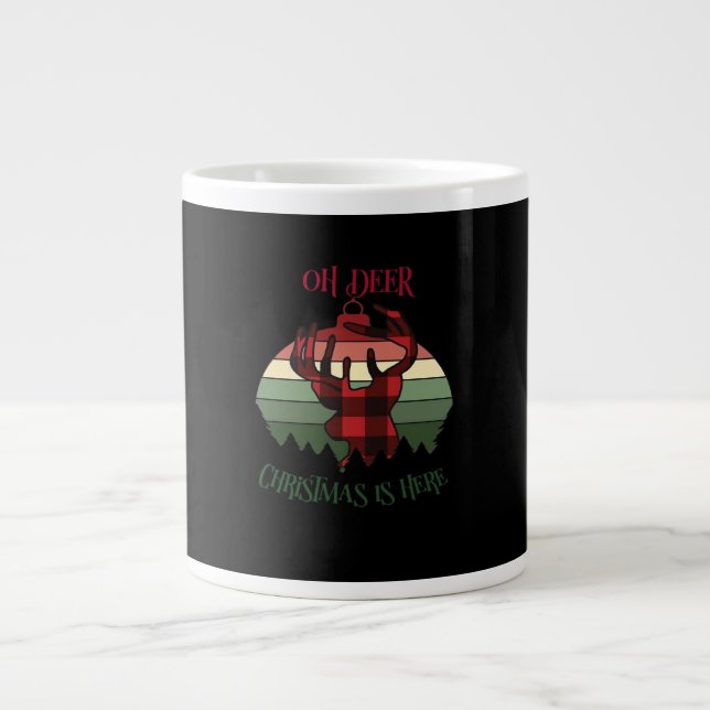Grande Tasse Oh Cerf Noël Est Là Joyeuse Esthétique  (Devant)