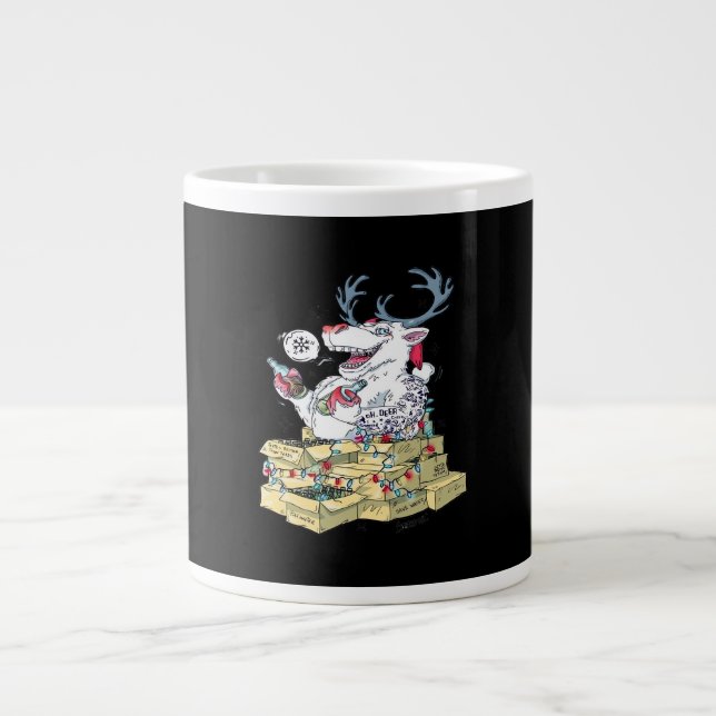 Grande Tasse Oh Deer Drunk Reindeer Celebrating Christmas Festi (Devant)
