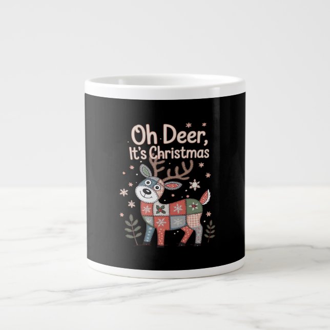 Grande Tasse Oh Deer Its Christmas Miniature Patchwork Squares (Devant)