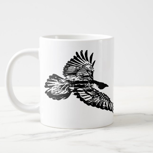 Grande Tasse Oiseau corbeau noir qui s'envole en vol (Gauche)