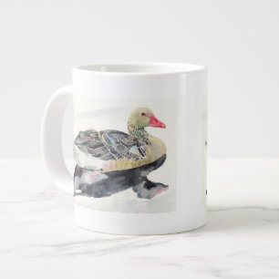Grande Tasse Oiseau d'aquarelle à la main, canard