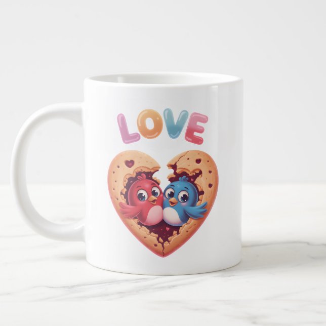 Grande Tasse Oiseaux d'amour mignons dans un biscuit en forme d (Gauche)