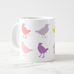 Grande Tasse Oiseaux pastel roses et violets à la maison d'oise