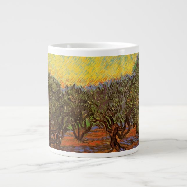 Grande Tasse Olive Grove, Ciel orange par Vincent van Gogh (Devant)