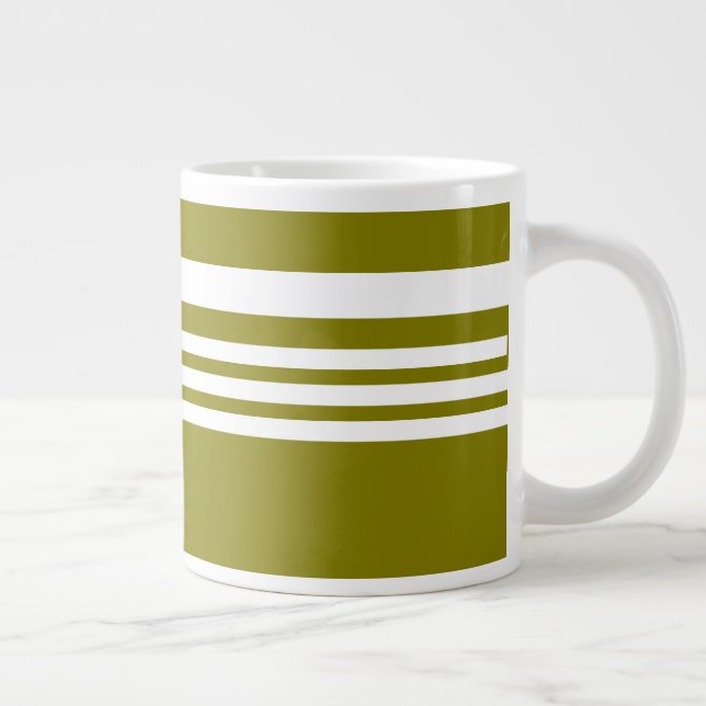 Grande Tasse Olive + White Stripes Cadeau (Droite)