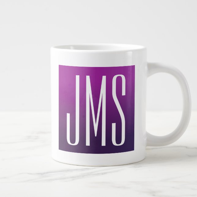 Grande Tasse Ombre violet et initiales blanches ou autre texte (Droite)