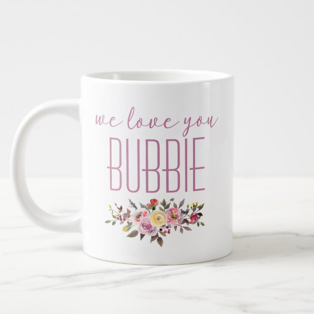 Grande Tasse On Vous Aime Bubbie Pink Floral (Gauche)