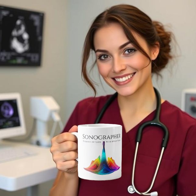 Grande Tasse Ondes Ultrasoniques Sonorées (Sonographer-Colorful Ultrasound Waves Giant Coffee Mug)